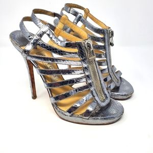 Jimmy Choo Pewter Snakeskin Pumps